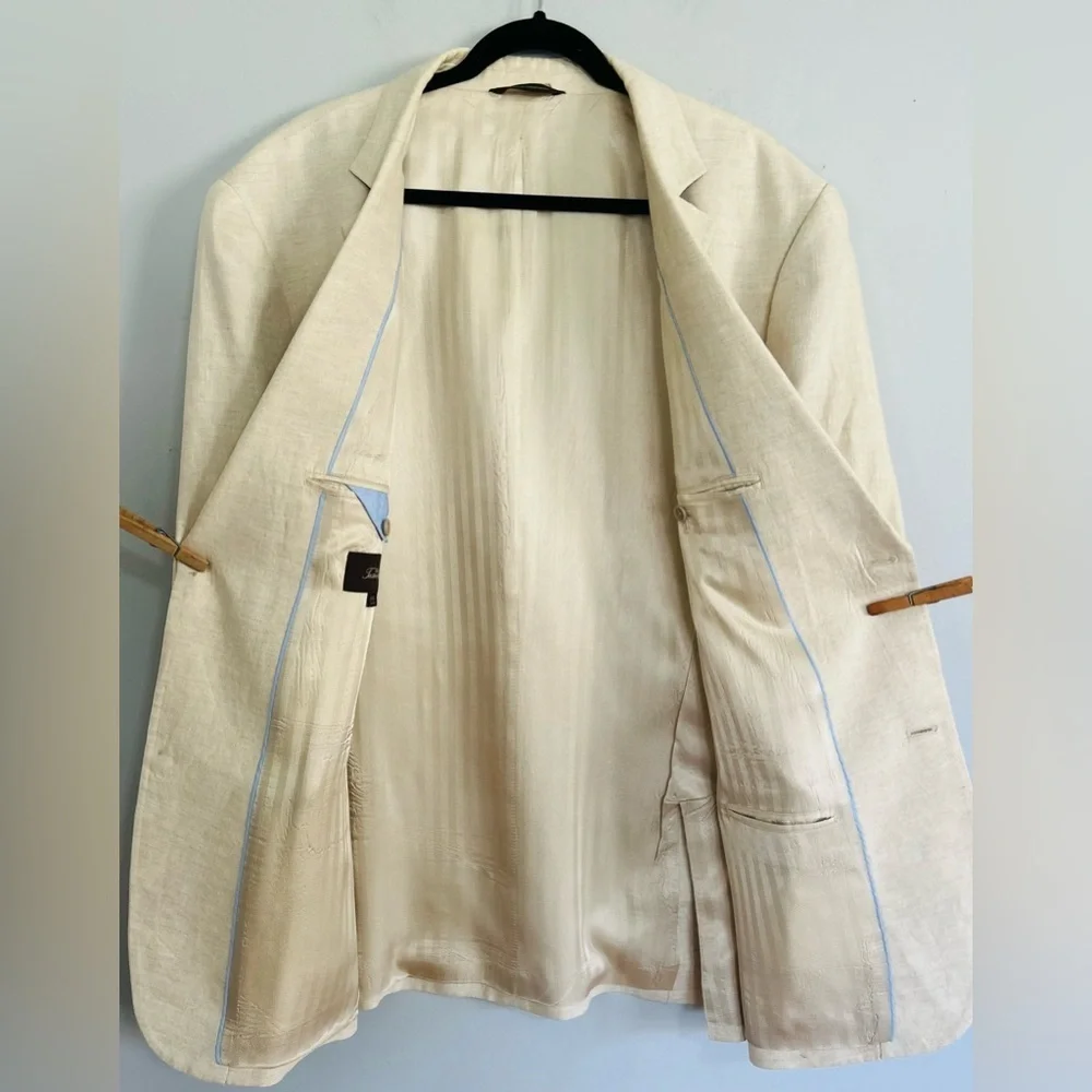 Tasso Elba Tan Linen Blazer Sport Coat Jacket XXL 50-52 Lightweight Summer